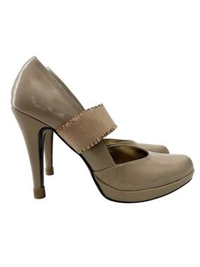 Sam & Libby Mary Jane Platform Heels Nude Beige Patent Faux Leather Size 8